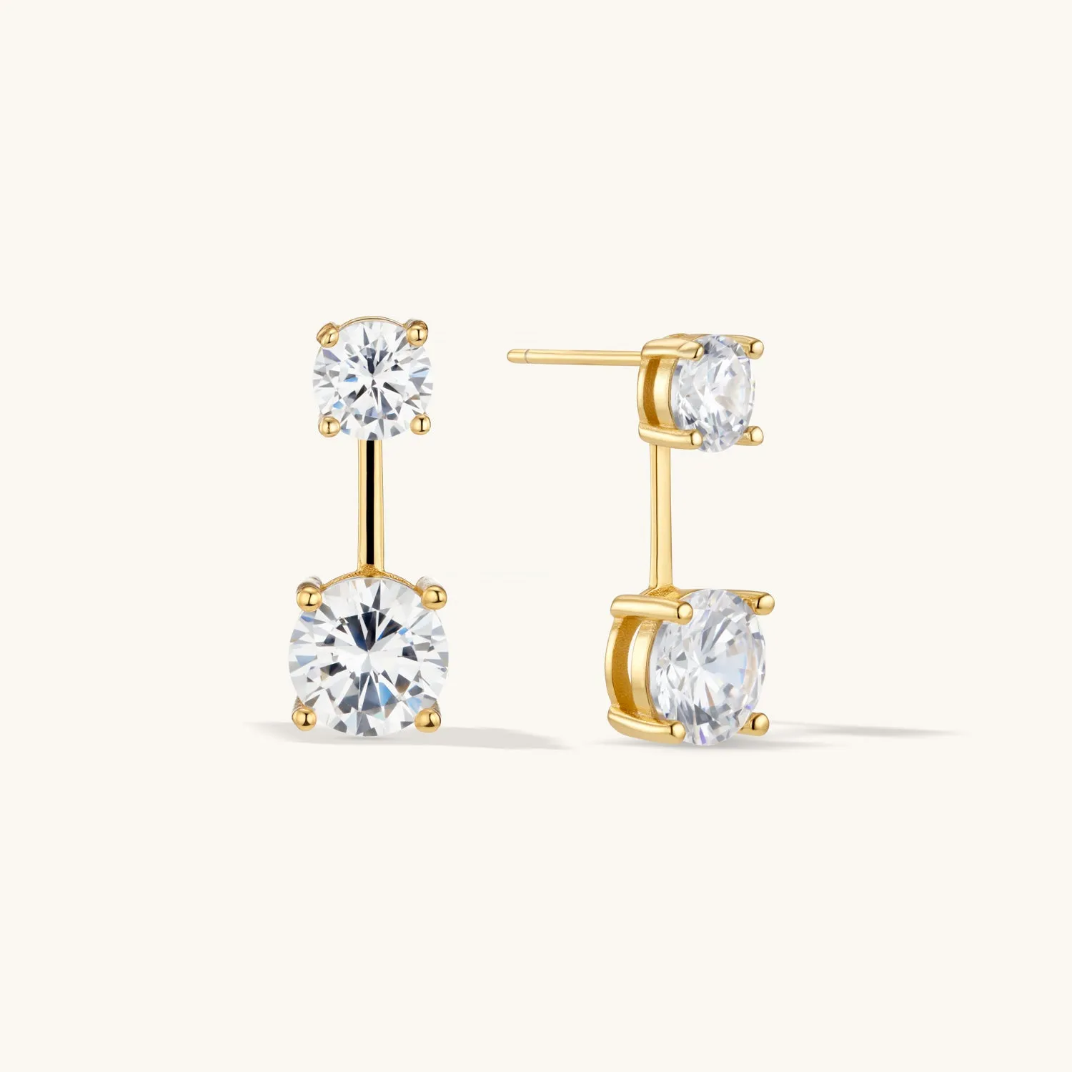 Gemstone Drop Studs In Gold