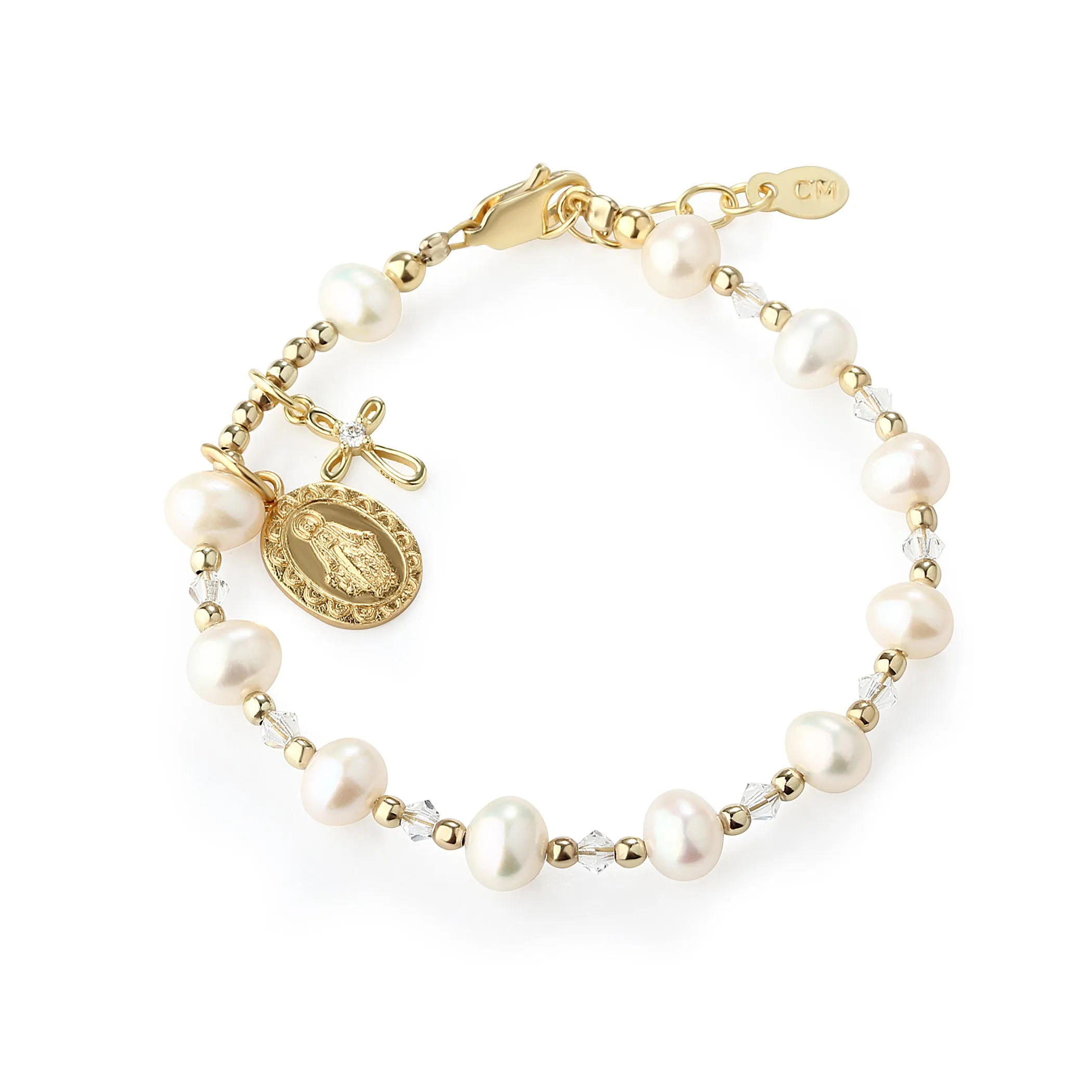 Girls 14K Gold-Plated First Communion Bracelet with Miraculous Medal