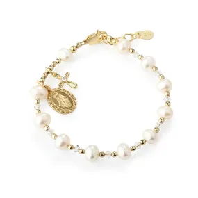 Girls 14K Gold-Plated First Communion Bracelet with Miraculous Medal