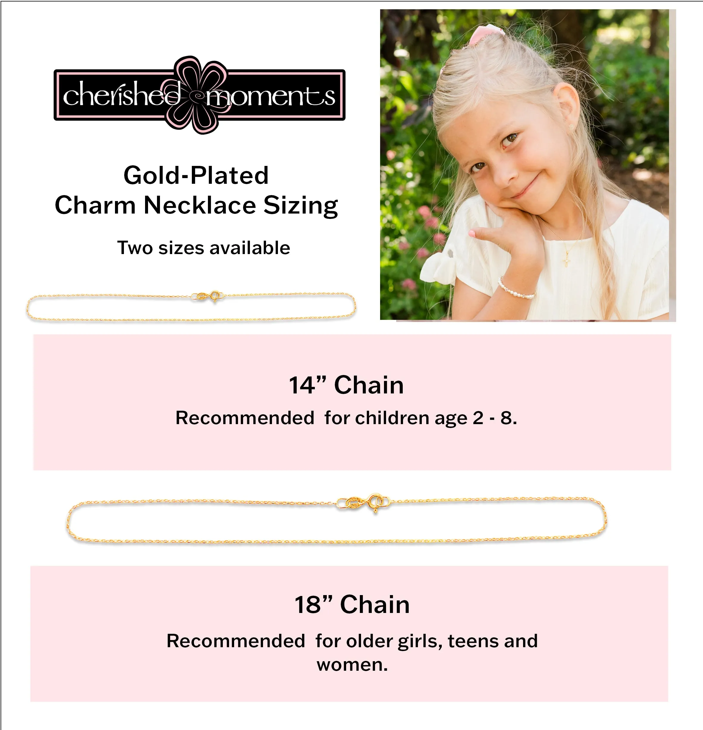 Girls Gold-Plated Bar Necklace with Cross - Engraveable
