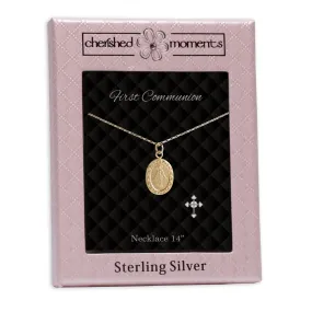 Girls Gold-Plated First Communion Miraculous Medal Necklace