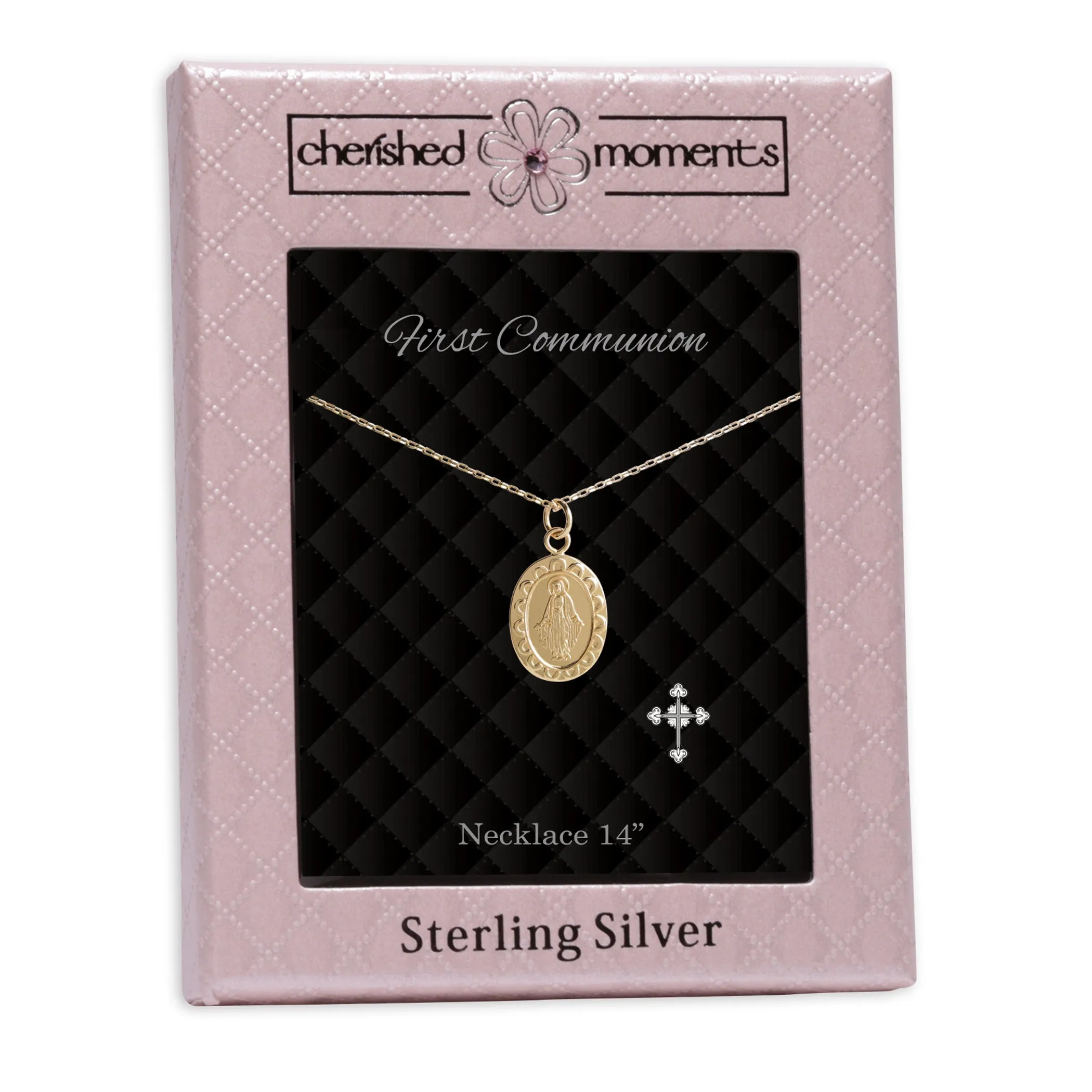 Girls Gold-Plated First Communion Miraculous Medal Necklace