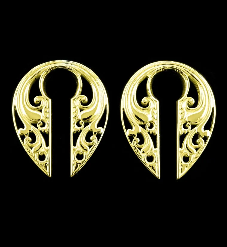 Gold Floral Keyhole Ear Weights