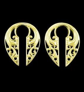 Gold Floral Keyhole Ear Weights