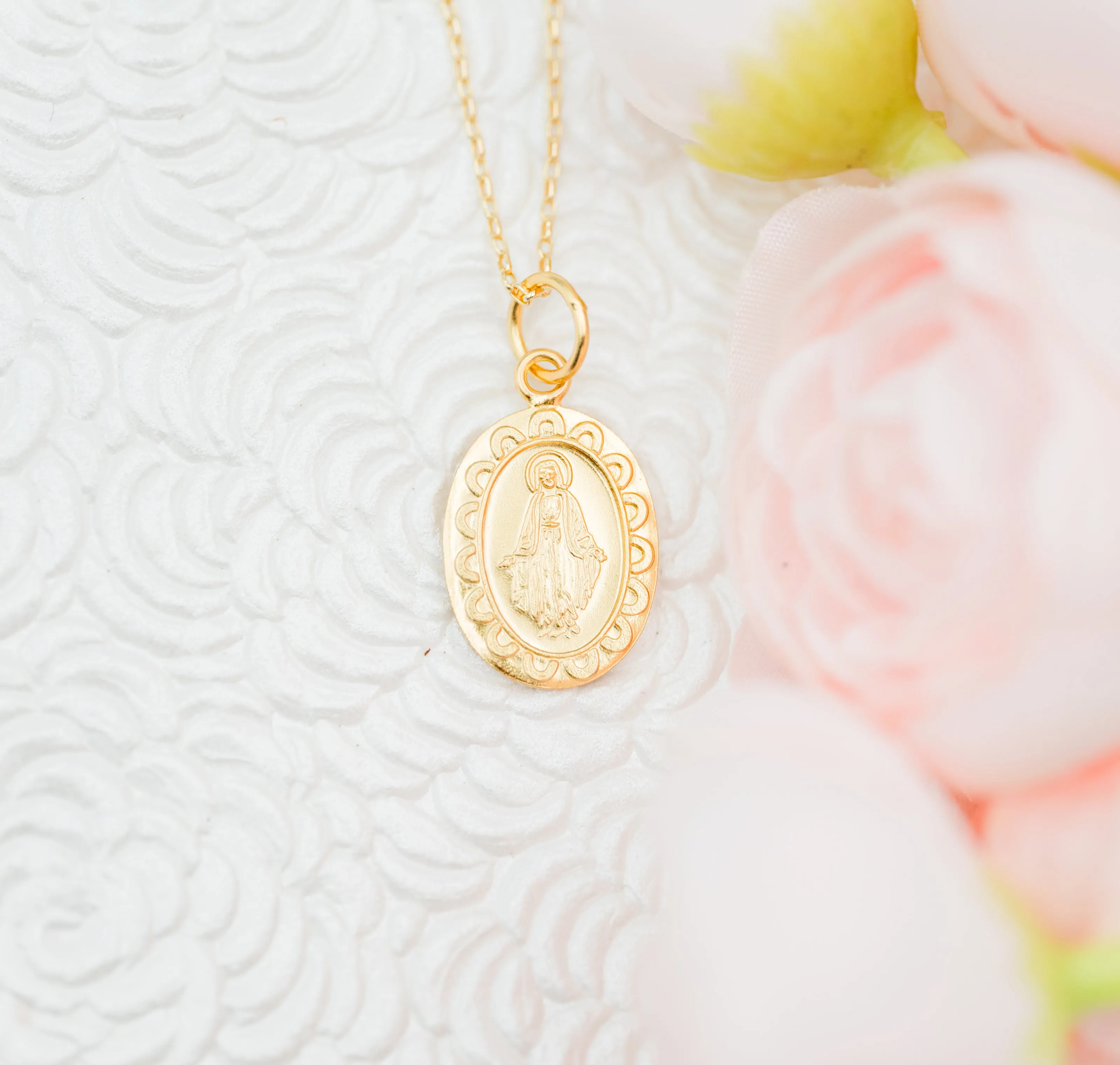 Gold-Plated First Communion Miraculous Medal Necklace