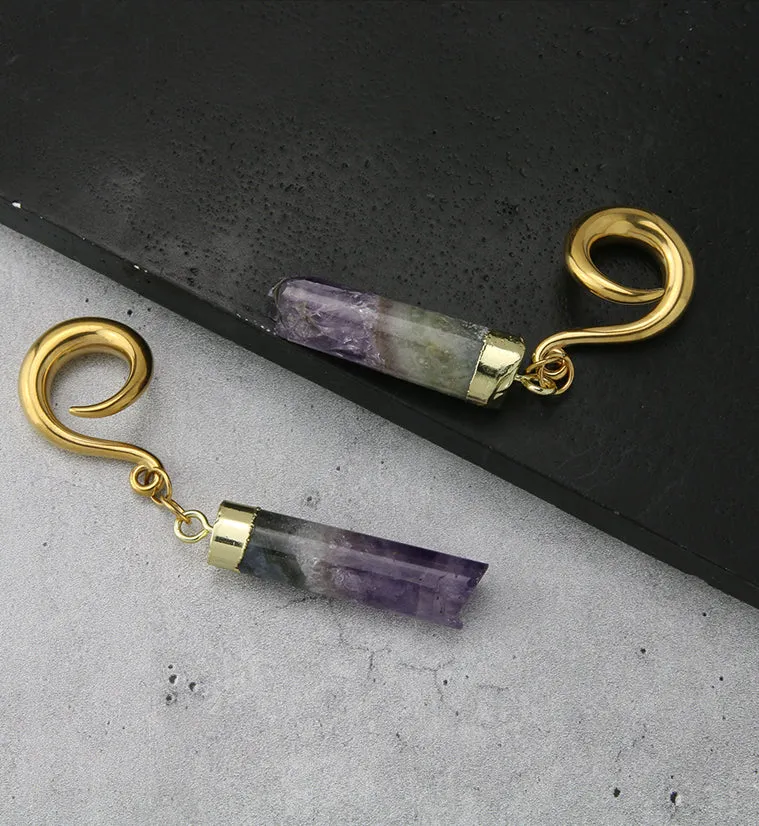 Gold PVD Amethyst Tower Hangers