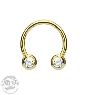 Gold PVD CZ Circular Barbell