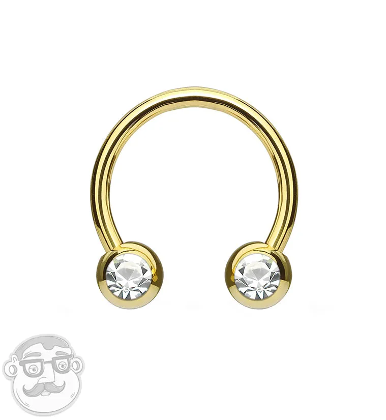 Gold PVD CZ Circular Barbell