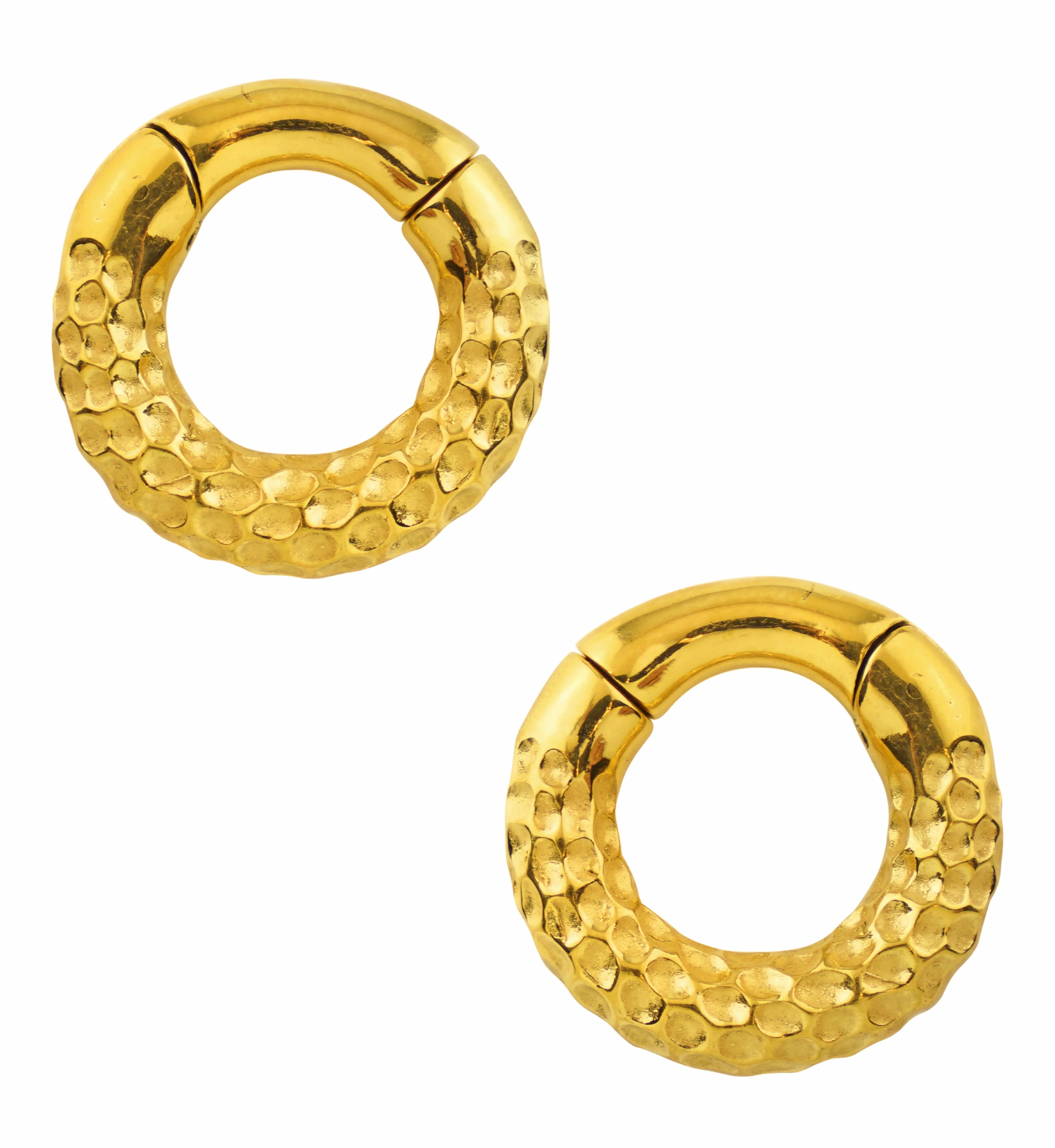 Gold PVD Hammered Hinged Ear Weights