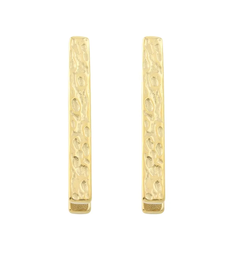 Gold PVD Hammered Tower Bar Ear Weights