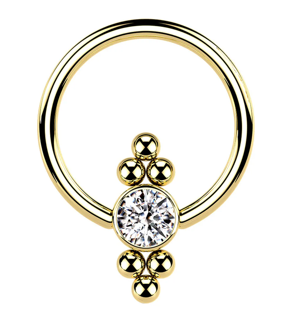 Gold PVD Ornate CZ Captive Ring