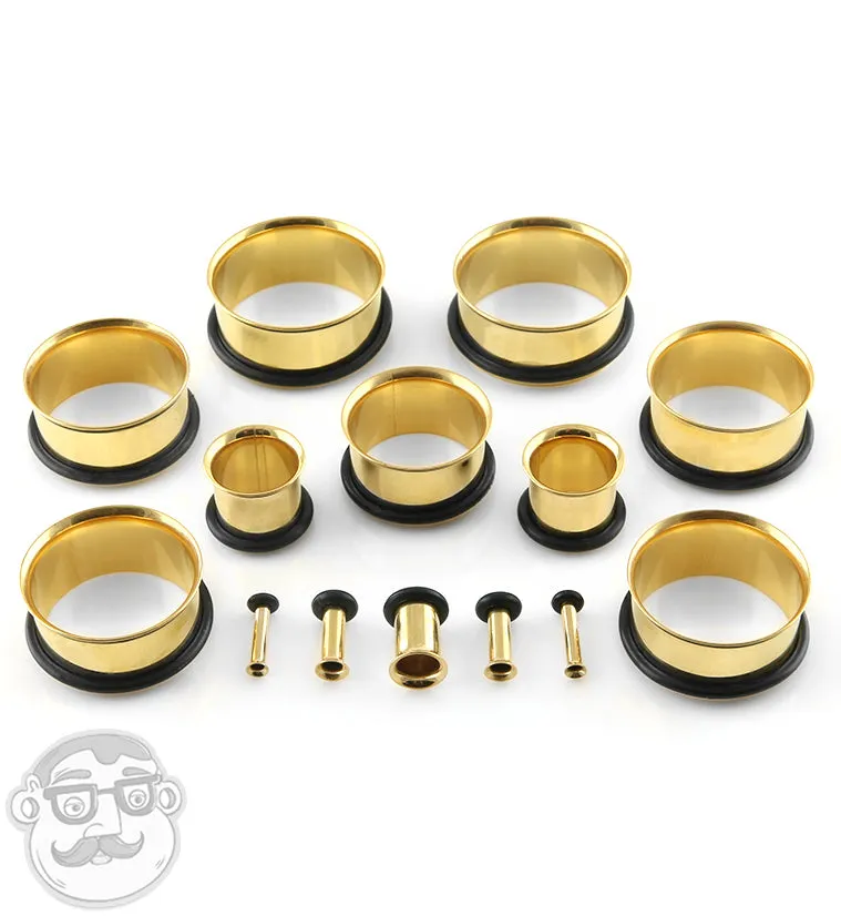 Gold PVD Single Flare Tunnels
