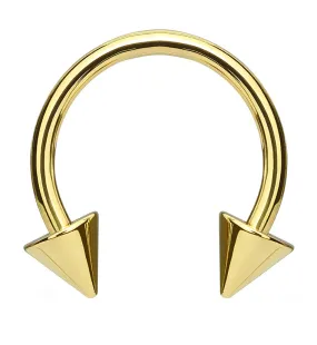 Gold PVD Spike Circular Barbell