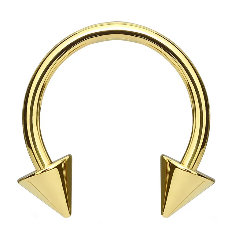 Gold PVD Spike Circular Barbell