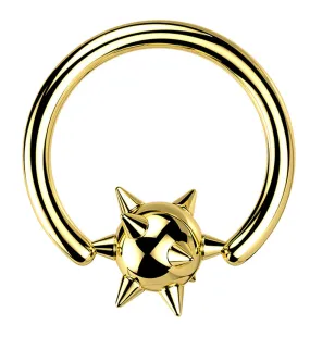 Gold PVD Spikey Ball Captive Ring