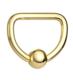Gold PVD Stainless Steel Captive D Ring