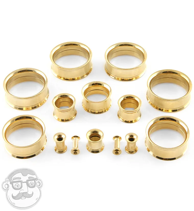 Gold PVD Steel Internally Threaded Tunnel Plugs