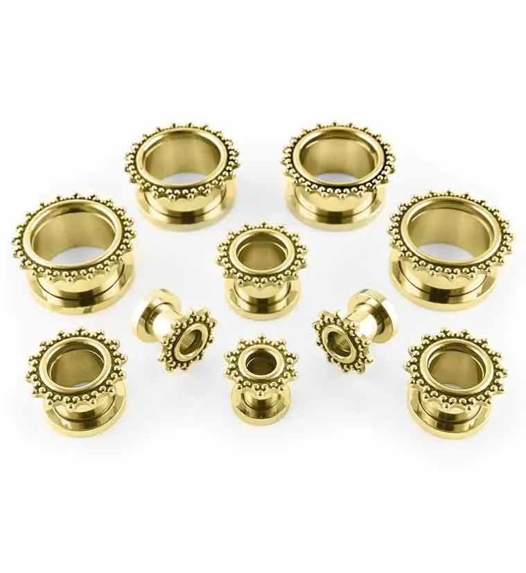 Gold PVD Triple Beaded Rim Stainless Steel Tunnels