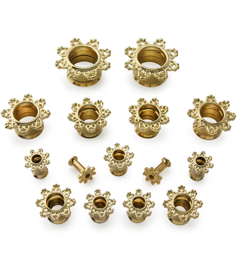 Golden Interlace Rim Stainless Steel Tunnel Plugs