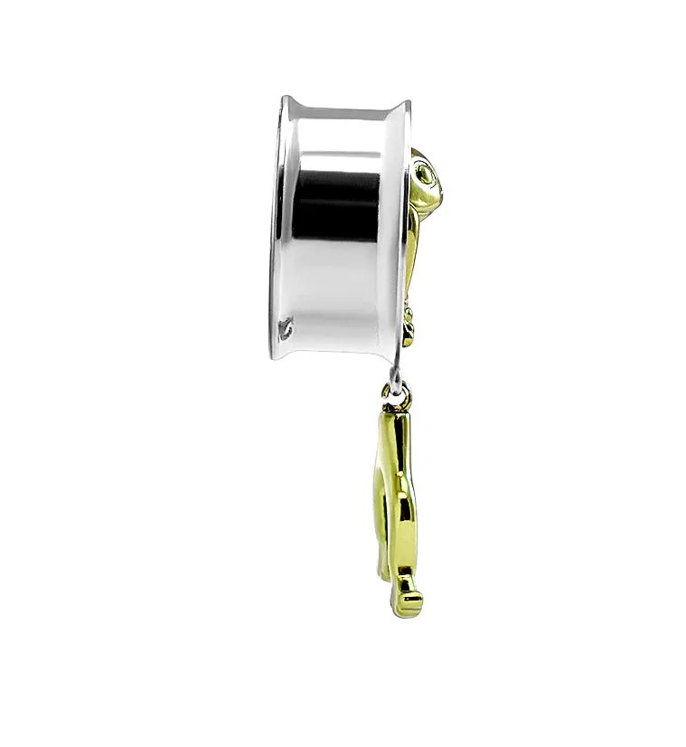 Green Dangling Frog Stainless Steel Tunnels