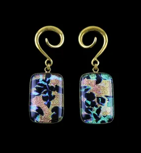 Green Dichroic Figure Glass Brass Ear Weights Version 1