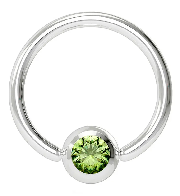Green Gem Captive Ring Stainless Steel