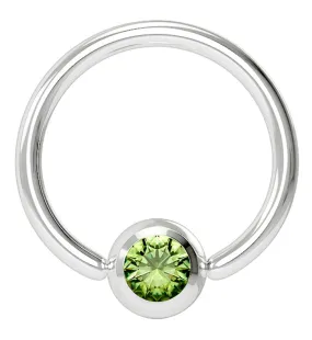 Green Gem Captive Ring Stainless Steel