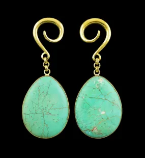 Green Howlite Teardrop Stone Ear Weights