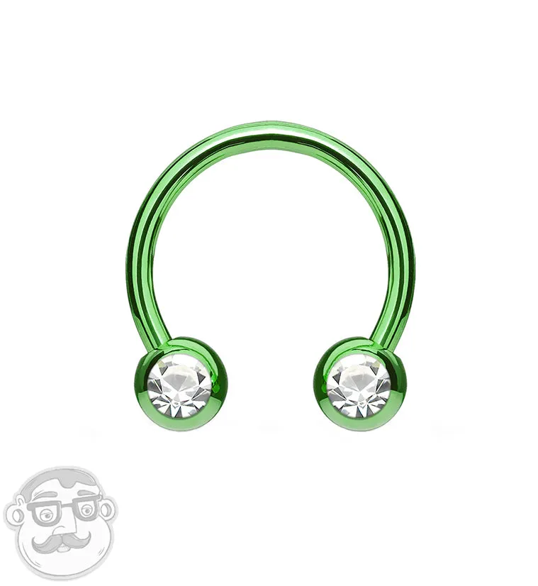Green PVD CZ Circular Barbell