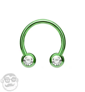 Green PVD CZ Circular Barbell