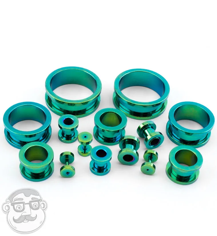 Green PVD Stainless Steel Ear Tunnels