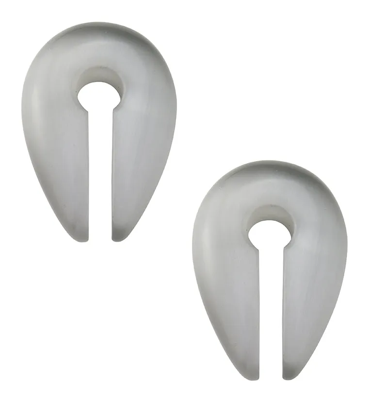 Grey Cat's Eye Glass Keyhole Ear Weights