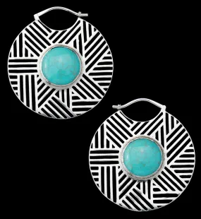 Haphazard Howlite Turquoise Stone White Brass Ear Weights