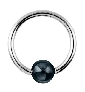 Hematite Bead Captive Ring Stainless Steel