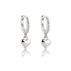 Huggie Hoop Heart Sterling Silver Earrings for Kids 10mm