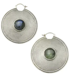 Hypnotic Labradorite White Brass Ear Weights