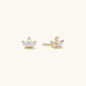 Jewel Crown Stud Earring in Gold