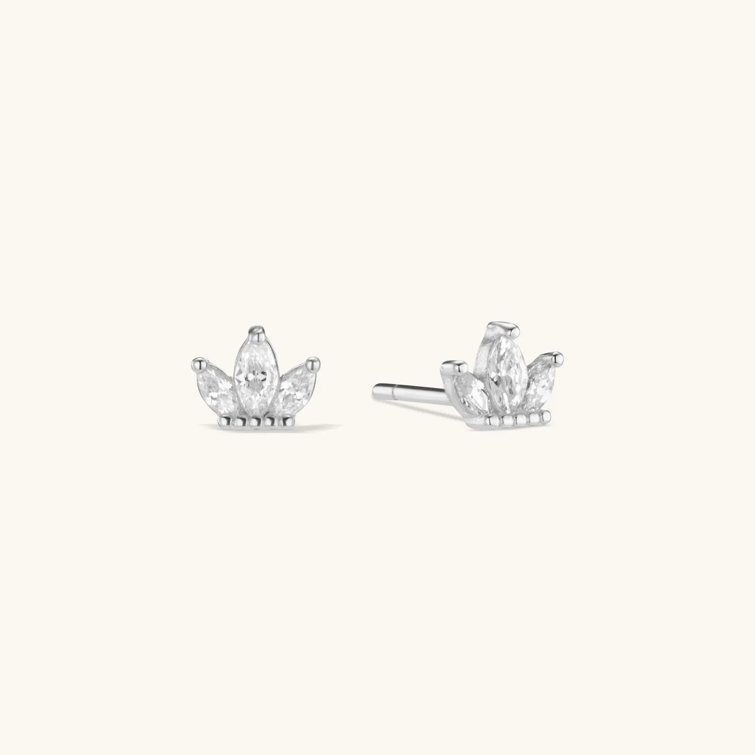 Jewel Crown Stud Earring in Silver