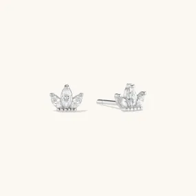 Jewel Crown Stud Earring in Silver