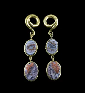 Laguna Lace Agate Stone Brass Ear Weights Version 2