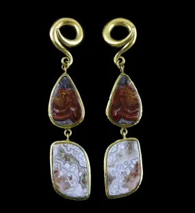 Laguna Lace Agate Stone Brass Ear Weights Version 3
