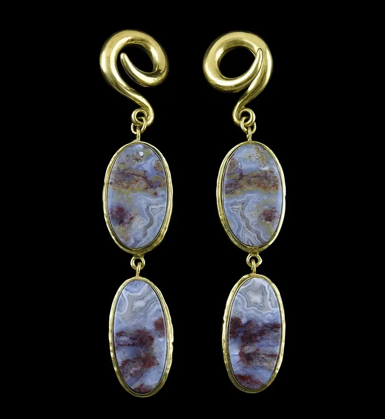 Laguna Lace Agate Stone Brass Ear Weights Version 5