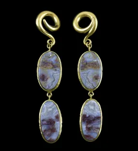 Laguna Lace Agate Stone Brass Ear Weights Version 5