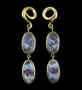 Laguna Lace Agate Stone Brass Ear Weights Version 6