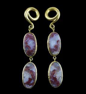 Laguna Lace Agate Stone Brass Ear Weights Version 7