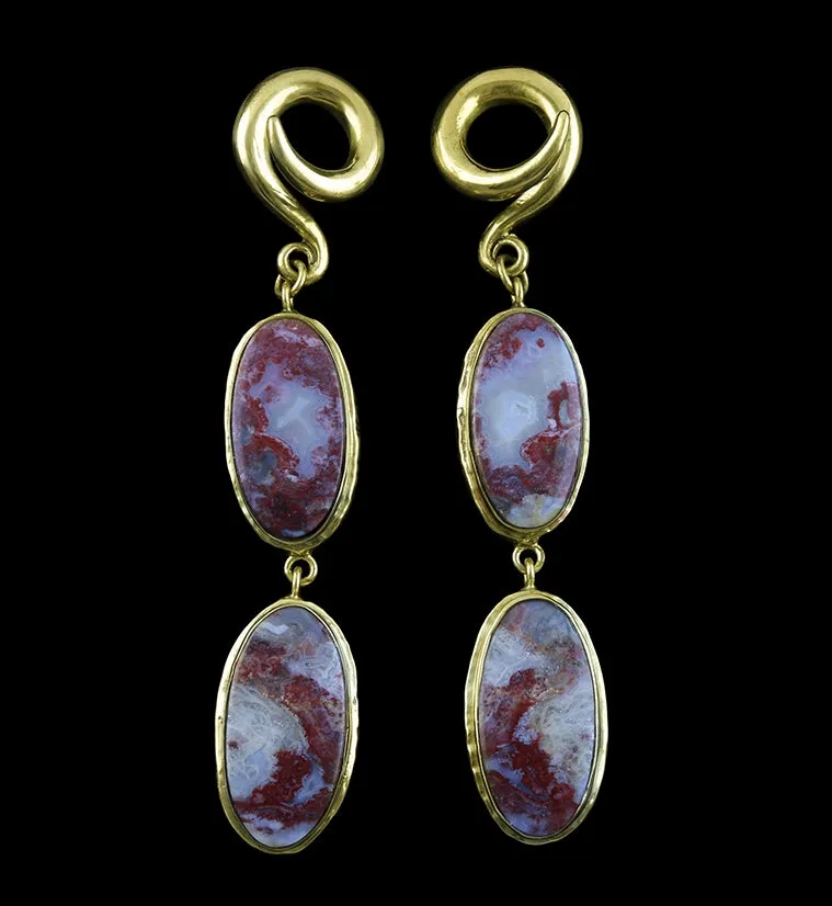 Laguna Lace Agate Stone Brass Ear Weights Version 7