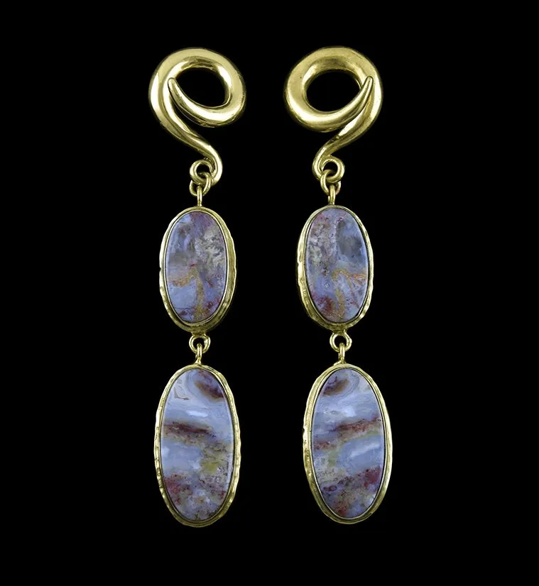 Laguna Lace Agate Stone Brass Ear Weights Version 8