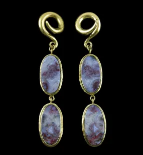 Laguna Lace Agate Stone Brass Ear Weights Version 9