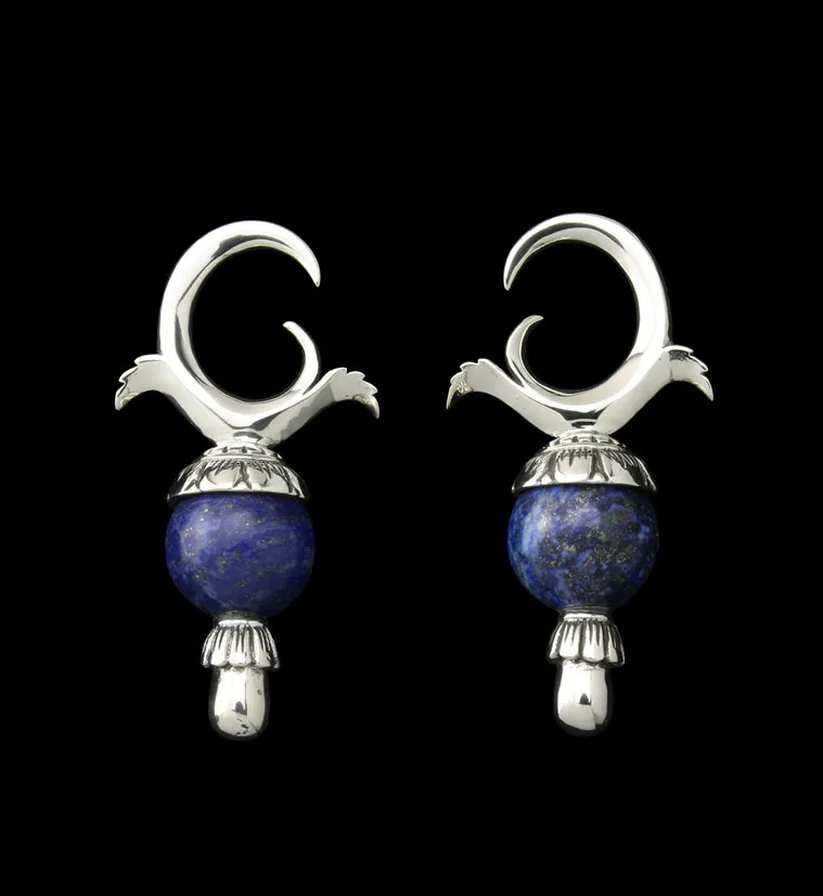 Lapis Lazuli Stone White Brass Totum Ear Weights