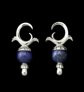 Lapis Lazuli Stone White Brass Totum Ear Weights